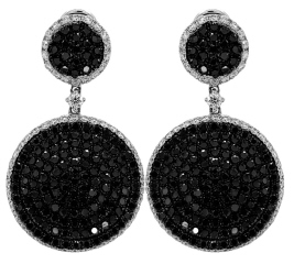 18kt white gold pave set black and white diamond earrings