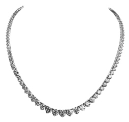14kt white gold diamond 3 -prong riviera necklace
