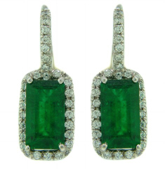 Platinum EC emerald and diamond earrings