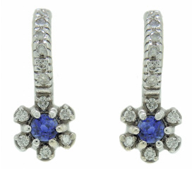 14kt white gold sapphire and diamond earrings