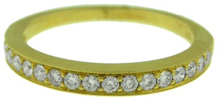 18kt yellow gold bead set diamond band