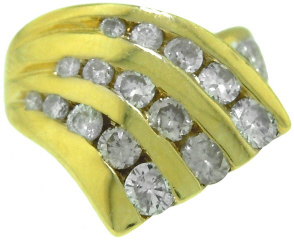 14kt yellow gold channel set diamond ring