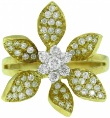 14kt two-tone floral diamond ring