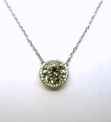 18 kt two-tone FLY round diamond pendant and chain