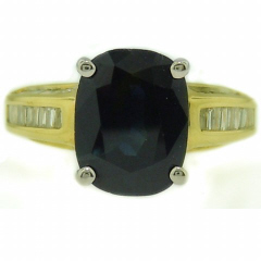 14 kt yellow gold sapphire and diamond ring