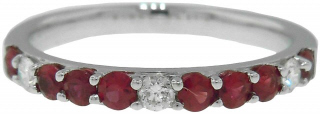 18 kt white gold ruby and diamond 11 stone ring