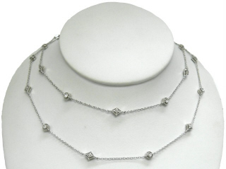 14kt white gold 56" long diamond necklace