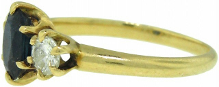 14kt yellow gold vintage sapphire & diamond ring
