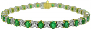 18kt two-tone emerald and diamond bracelet