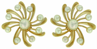 14kt yellow gold pearl cluster earrings (non-pierced)