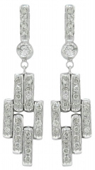 14kt white gold diamond dangle earrings 1.90tw