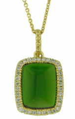 18kt yellow gold chrome diopside and diamond pendant