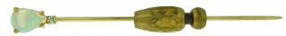 14kt yellow gold opal and diamond stickpin