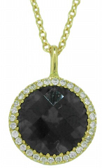 18kt yellow gold chrome diopside and diamond pendant with chain