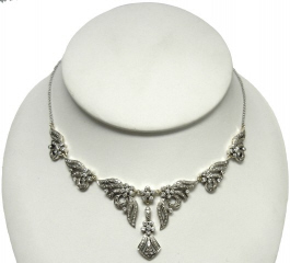 18kt yellow gold and silver antique style necklace