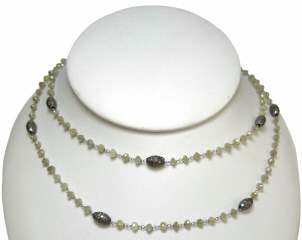 18kt white gold and silver rondelle diamond bead necklace