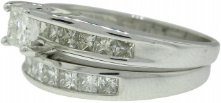 14KT WG PC dia eng ring and wedding band set