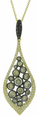 18kt yellow gold brown, white and black diamond pendant with chain