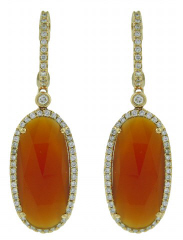 18kt rose gold orange agate and diamond earrings