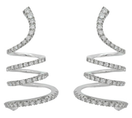 18kt white gold corkscrew design diamond earrings