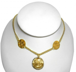 Silver double strand necklace with gold plating