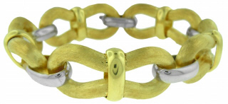 Wide silver link bracelet with gold plating
