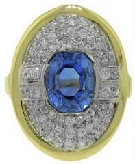 18kt white and yellow gold sapphire and diamond ring