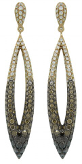18kt rose gold brown, white and black diamond earrings