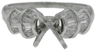 Platinum baguette diamond semi-mount