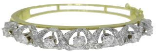 14kt white and yellow gold diamond bangle bracelet