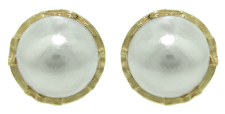 14kt yellow gold mabe pearl earrings