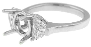 MOVED: Platinum half moon diamond ring semi-mount for 1.50ct center