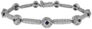 14kt white gold diamond and sapphire 7.25" bracelet